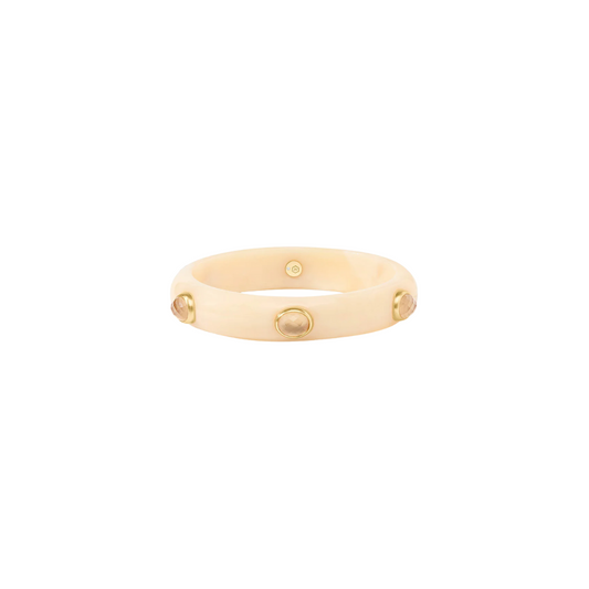 Julie Vos Carnaby Stone Bangle- Gold and Acrylic- Ivory