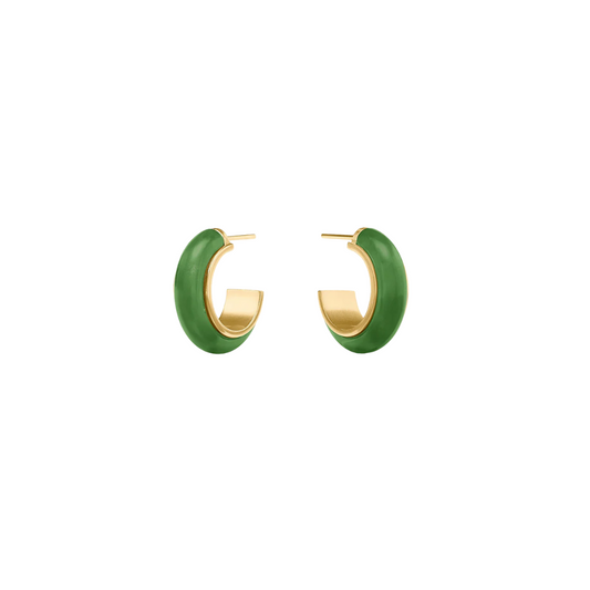 Julie Vos Carnaby Hoop- Gold and Acrylic- Palmetto Green