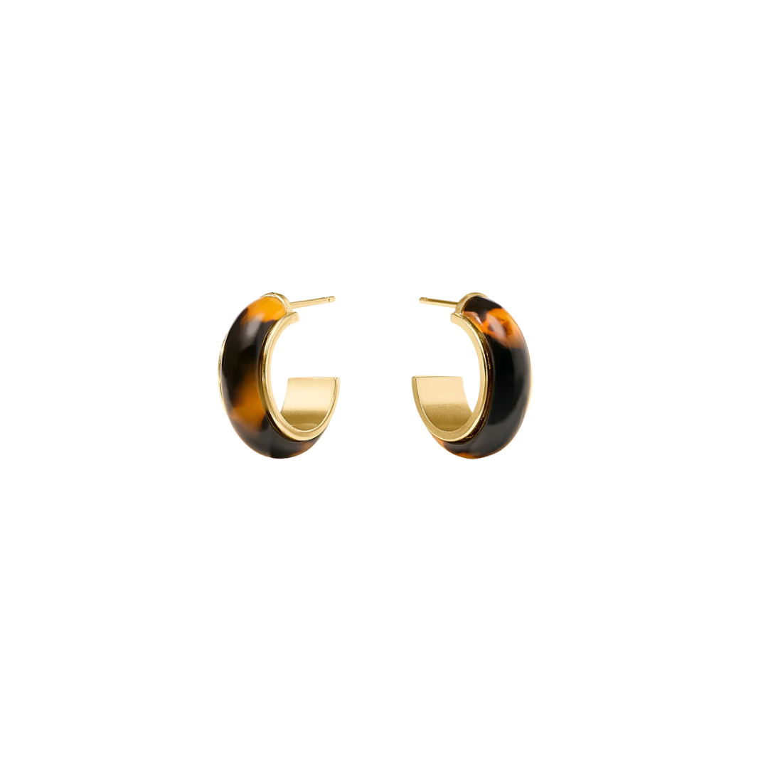 Julie Vos Carnaby Hoop- Gold and Acrylic- Tortoiseshell