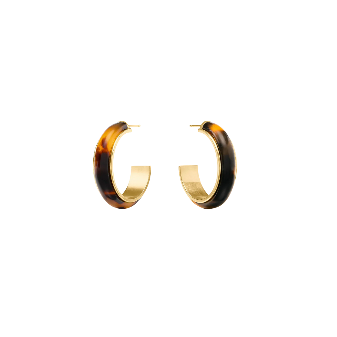 Julie Vos Carnaby Hoop- Gold and Acrylic- Tortoiseshell