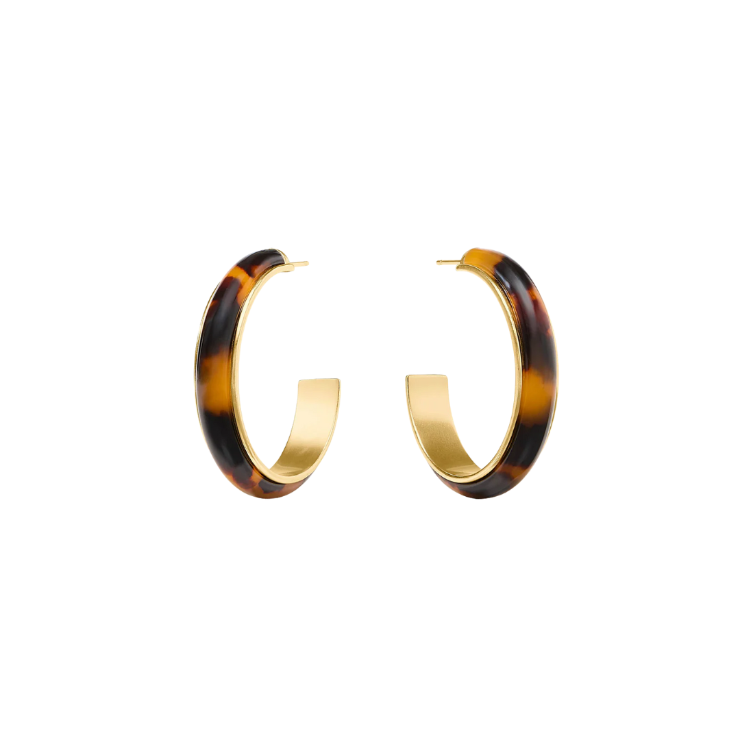 Julie Vos Carnaby Hoop- Gold and Acrylic- Tortoiseshell
