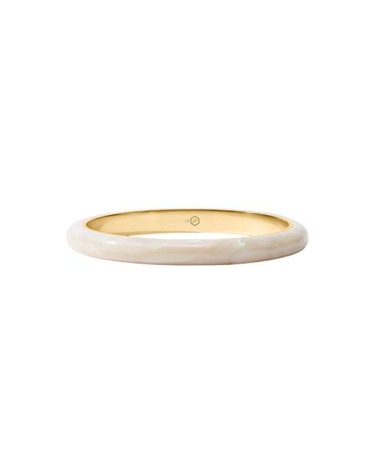 Julie Vos Madison Statement Bangle - Gold and Alabaster