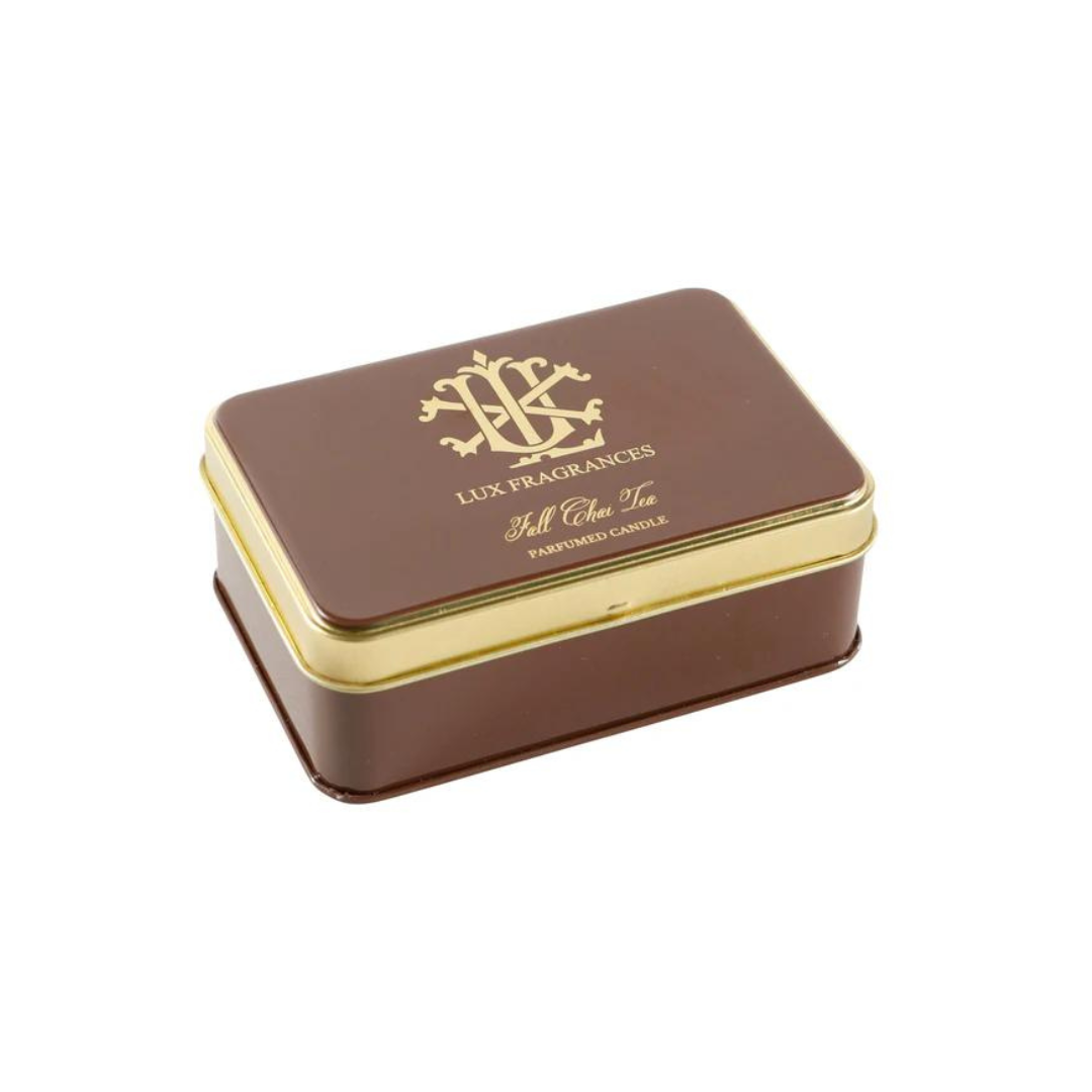 Lux Fragrances Fall Chai Tea Rectangle Tin Candle