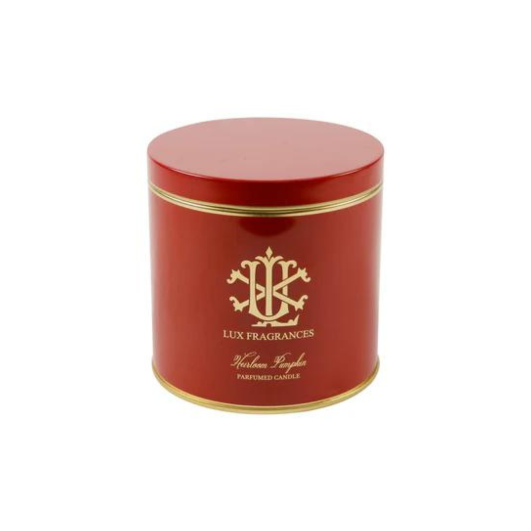 Lux Fragrances Heirloom Pumpkin Round Candle Tin
