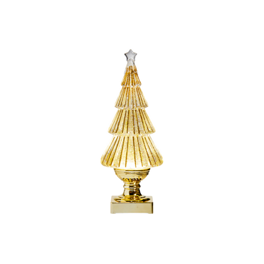 Lighted Flat Tree with Gold Swirling Glitter - 12.25"
