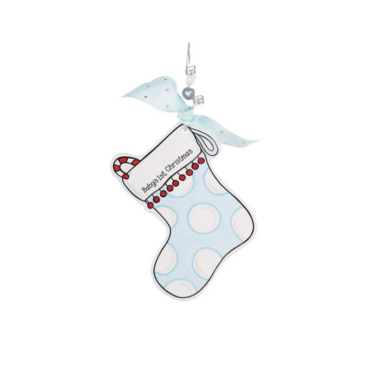 Blue Stocking Flat Ornament