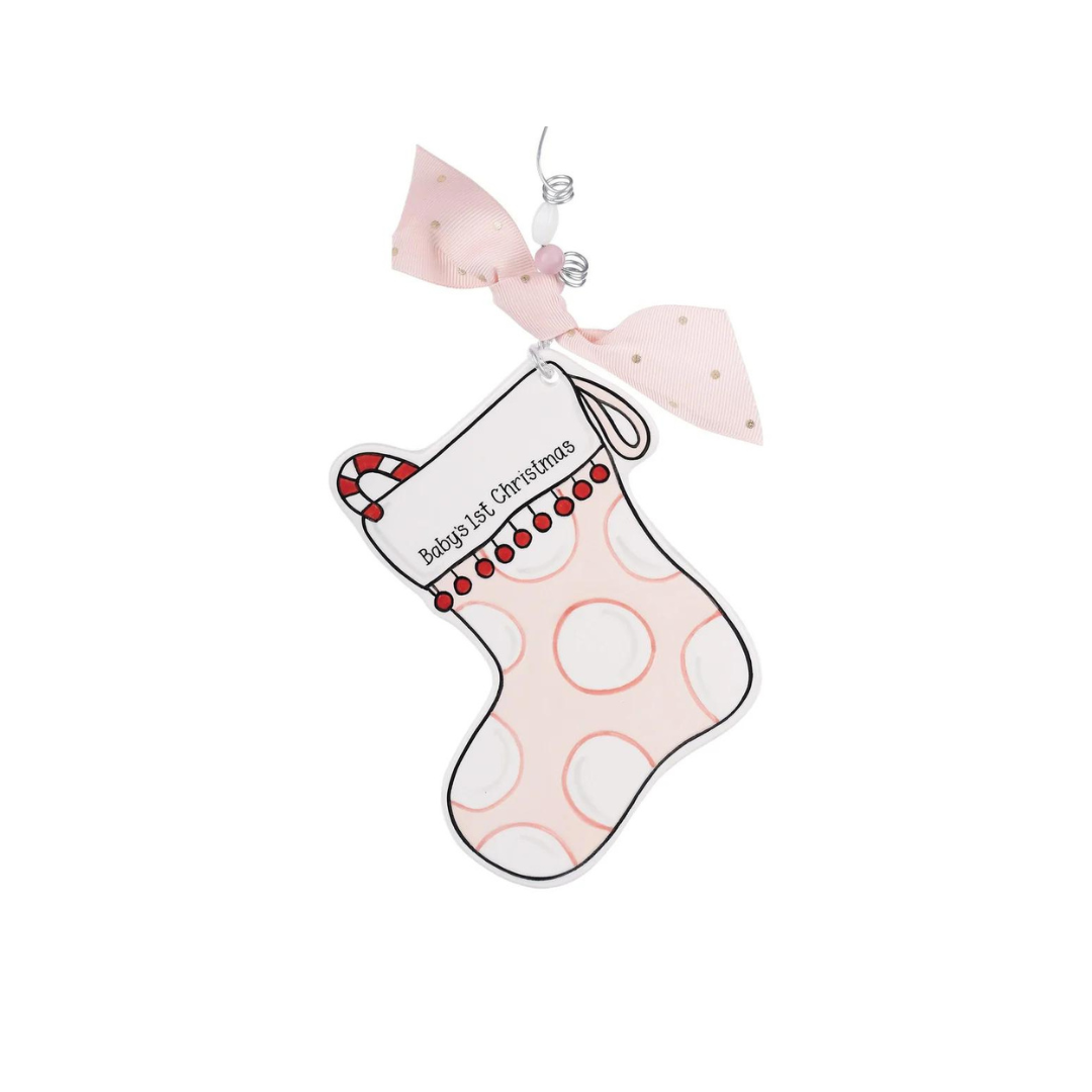 Pink Stocking Flat Ornament