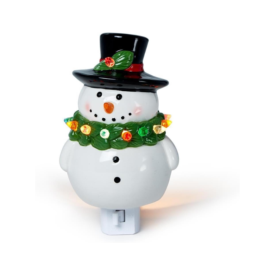 Snowman with Holiday Wreath Nightlight Decor in Gift Box