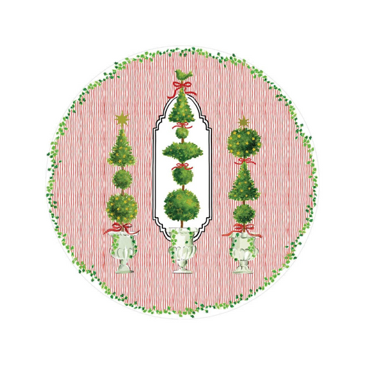 Caspari Eloise Red Round Paper Placemats - 12 Per Package