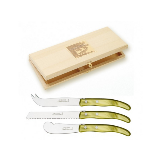 Berlingot 3 Piece Olive Green Handle Breakfast Set