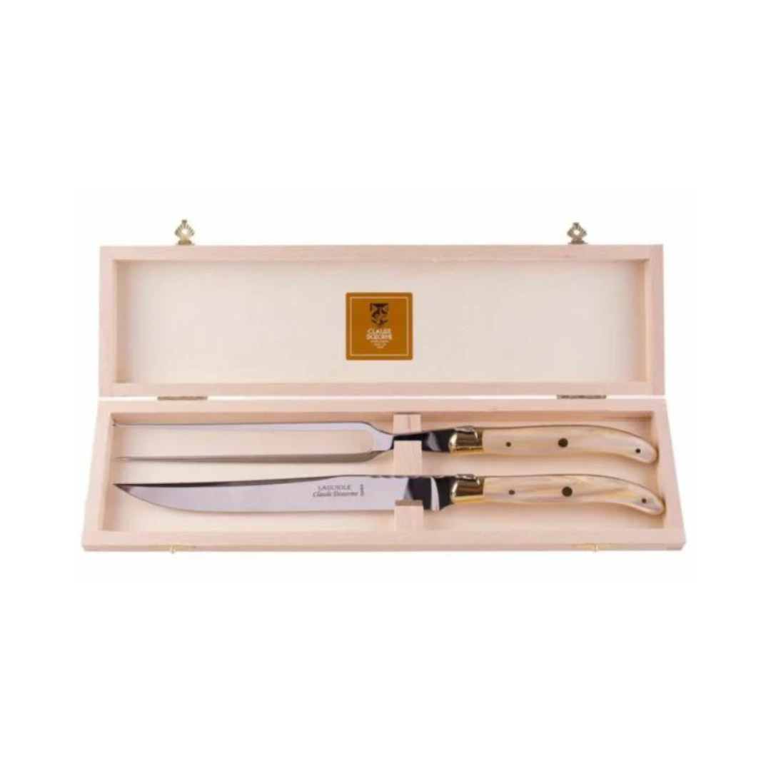 Laguiole 2 Piece Carving Set with Bee - Natural Handle