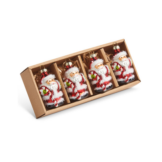 Box of Tinsel Santa Ornaments