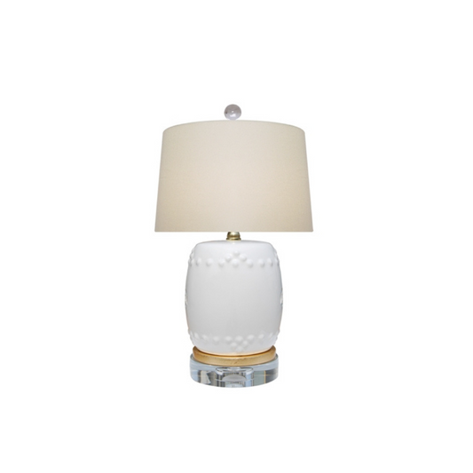 Porcelain Cream White Stool Lamp