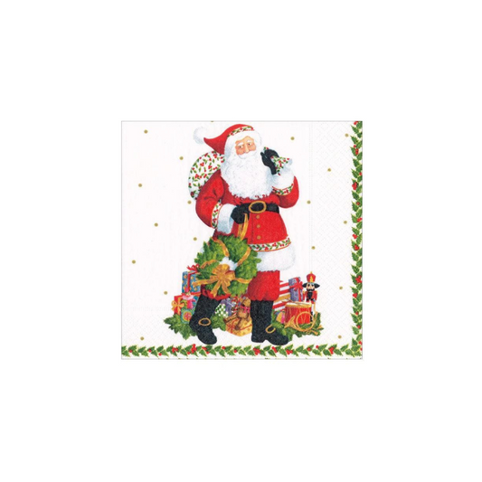 Caspari Jolly St. Nick Paper Cocktail Napkins