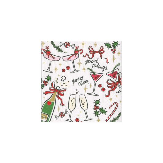 Caspari Let's Be Merry Paper Cocktail Napkins