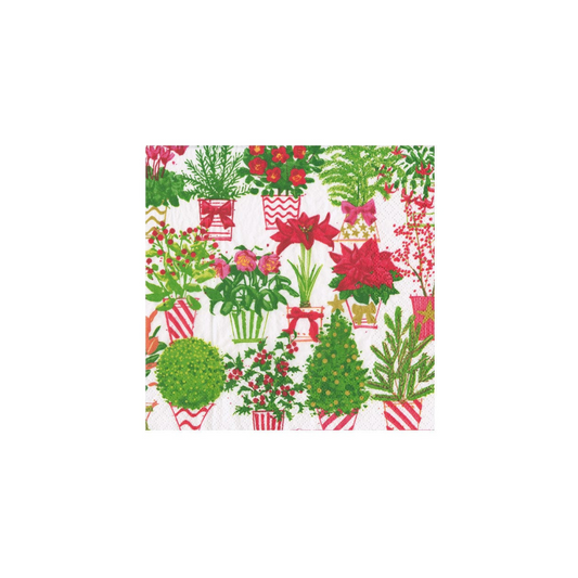 Caspari Christmas Flower Market Cocktail Napkins
