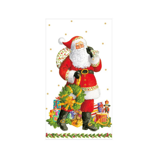 Caspari Jolly St. Nick Paper Guest Towel Napkins