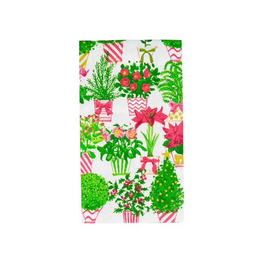 Caspari Christmas Flower Market Guest Towel Napkins