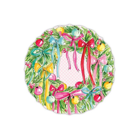 Vintage Pink Bow Wreath Posh Die-Cut Round Placemats