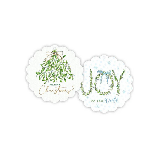 Mistletoe & JOY To The World Scalloped Gift Tags