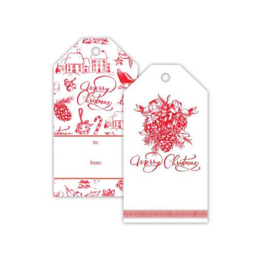 Red Christmas Toile Gift Tags