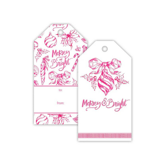 Pink Christmas Toile Gift Tags
