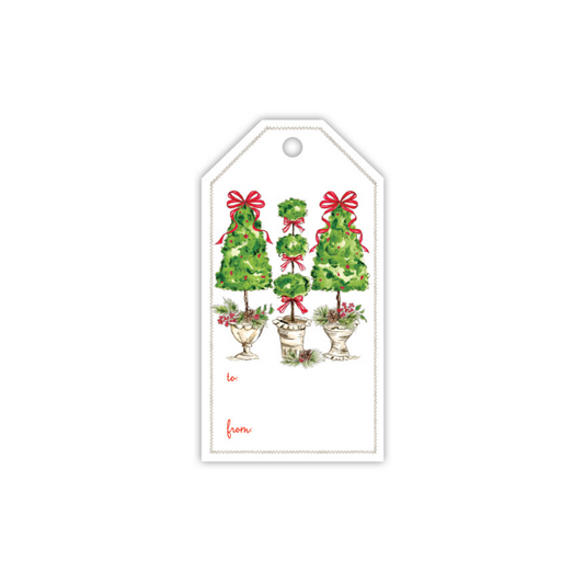 Topiary Trio with Red Bows Gift Tags