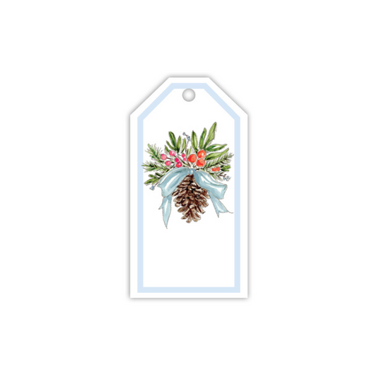 Gift Tag - Christmas Citrus Bow with Pine Cones
