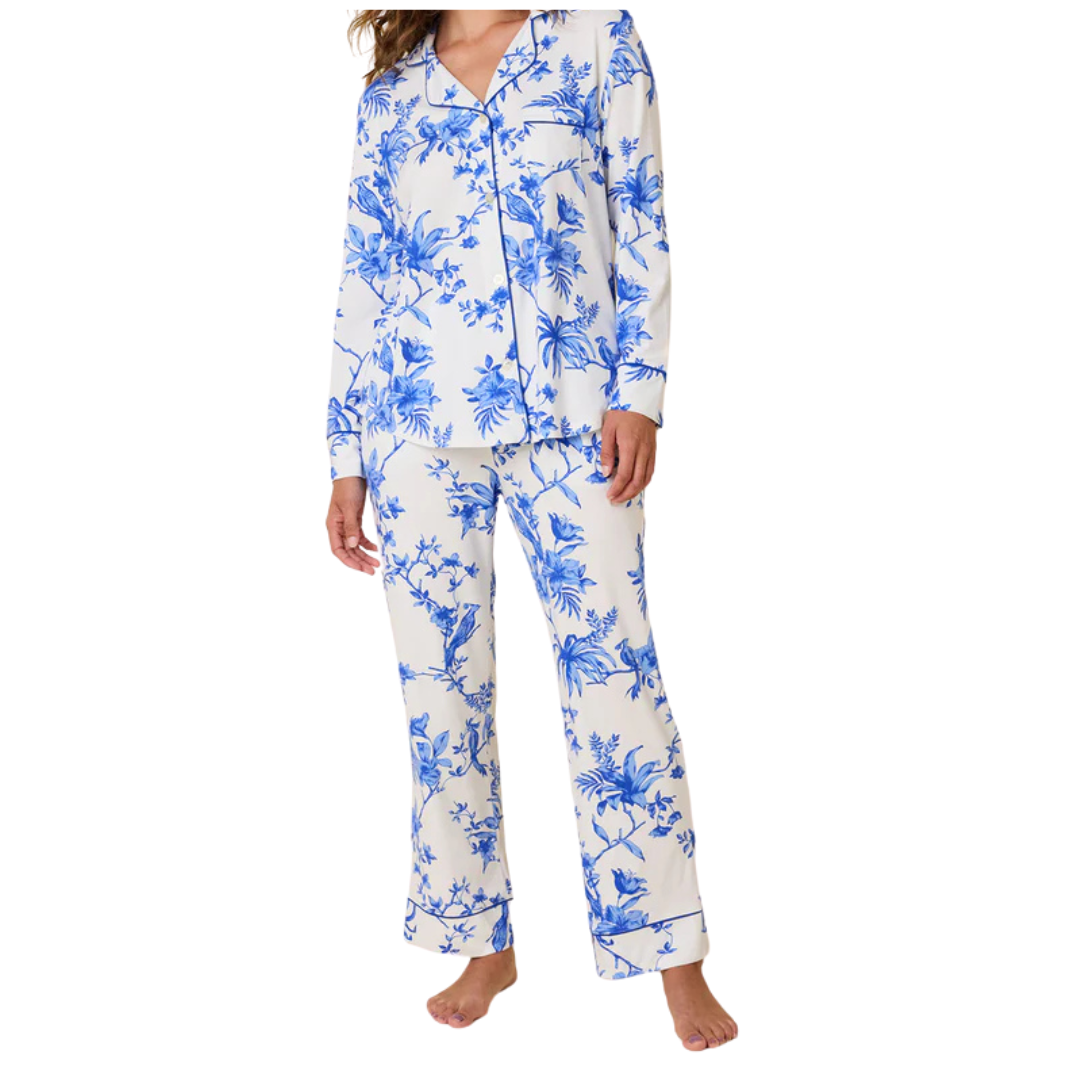 Bluebird Blossom Pima Knit Long-Sleeved Pajama