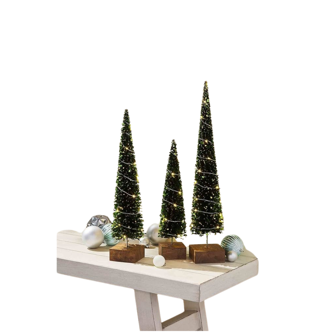 Light-Up Boxwood Trees