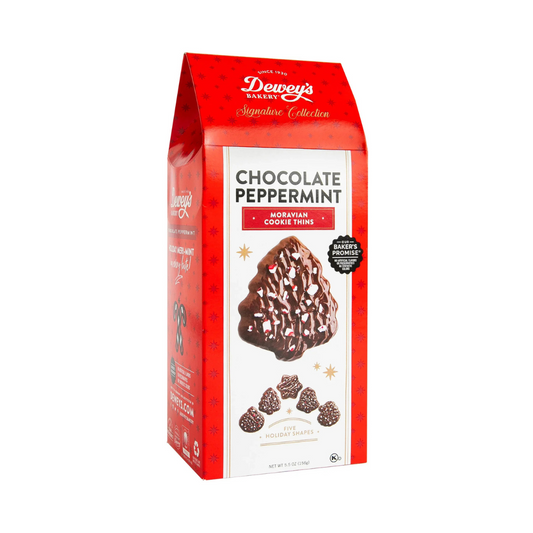 Dewey's Chocolate Enrobed Sugar Holiday Cookies Topped with Peppermint Candy