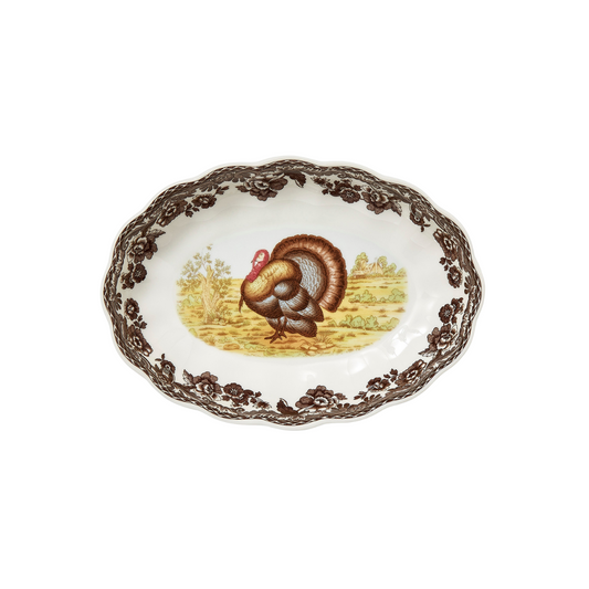 Spode Turkey Oval Fluted Dish