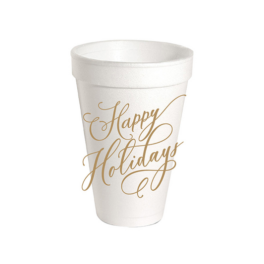 Gold Happy Holidays Styrofoam Cup