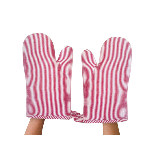 Weezie Red Stripe Oven Mitts
