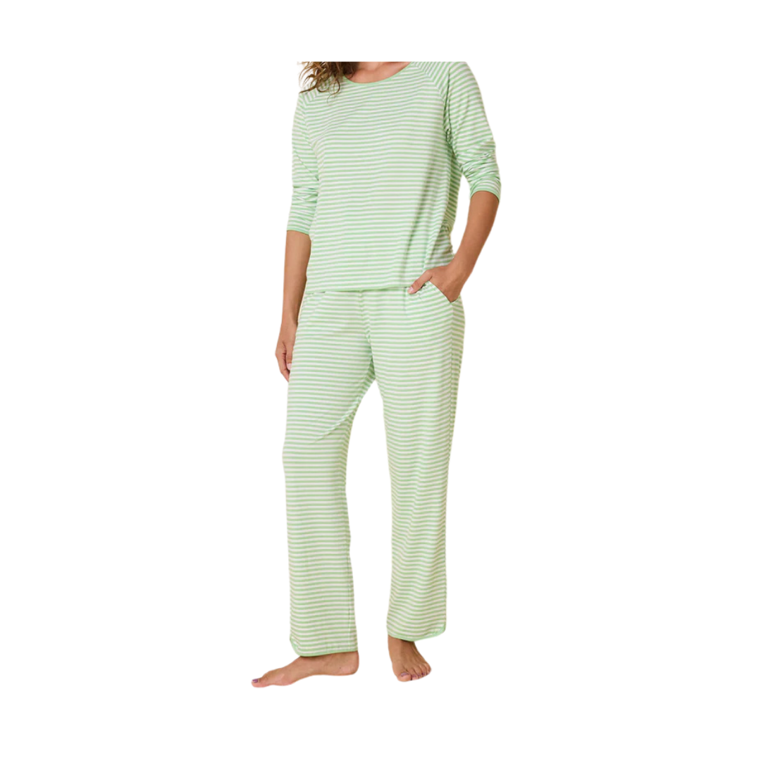 Essential Stripe Pima Knit Simple Set - Pistachio