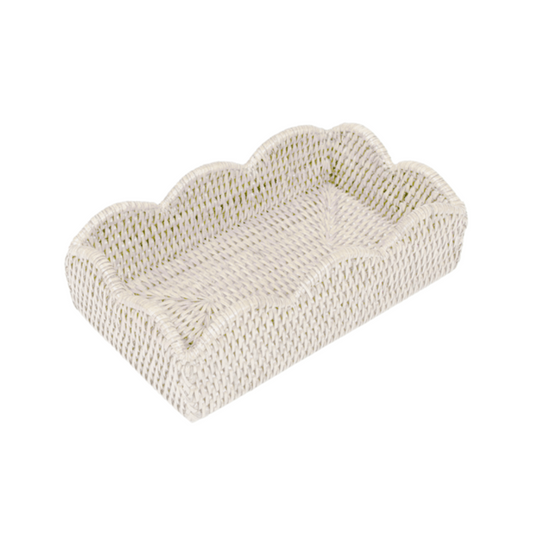 Caspari Cream Rattan Scallop Napkin Holder