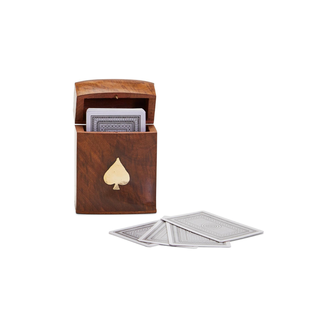 Wood Crafted Playing Card Set in Wooden Box