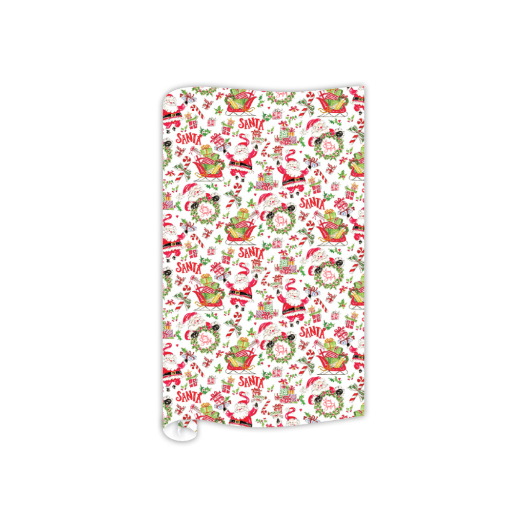 From Santa & Santa with Wreath, Packages, & Sleigh Gift Wrap