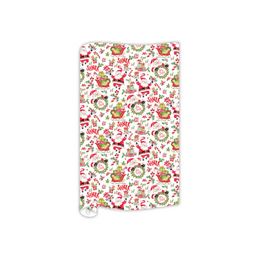 From Santa & Santa with Wreath, Packages, & Sleigh Gift Wrap