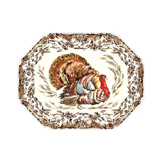 Handpainted Turkey with Hay Berries Posh Die-Cut Placemat