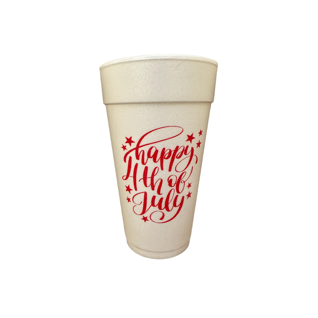 Happy 4th of July Red Styrofoam Cups