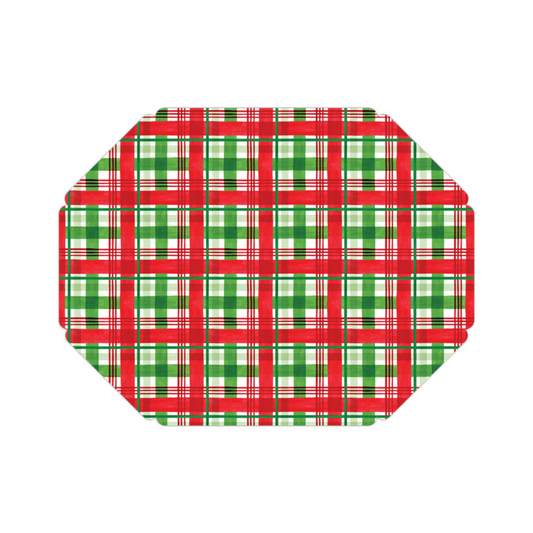 Holiday Green and Red Plaid Posh Die-Cut Placemats
