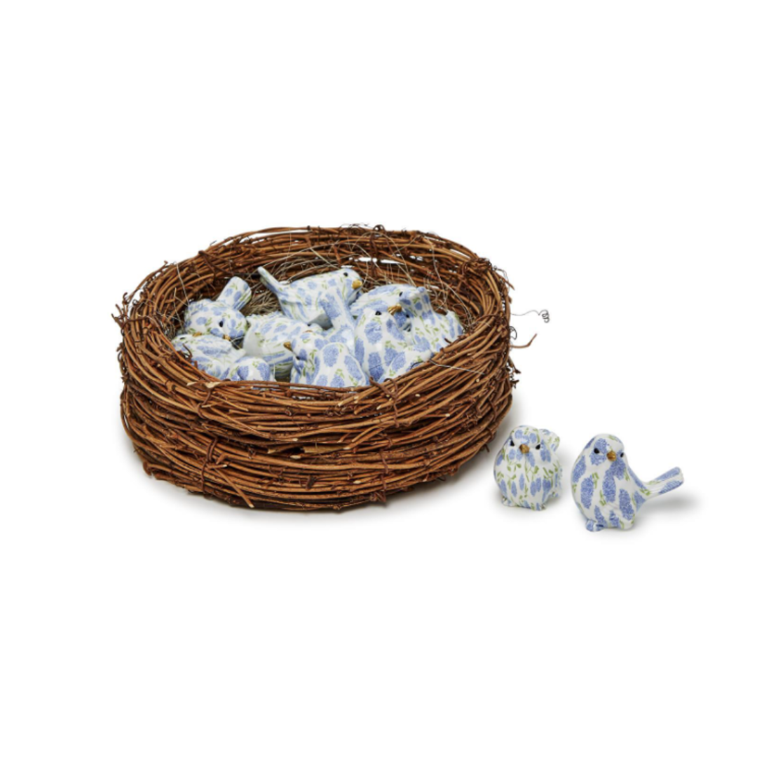 Blue Hydrangea Decorative Bird