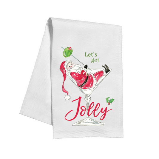 Let's Get Jolly Santa Cocktail Kitchen Towel