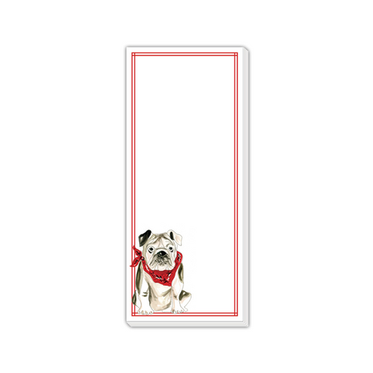 Skinny Notepad- Bulldog with Red Bandana