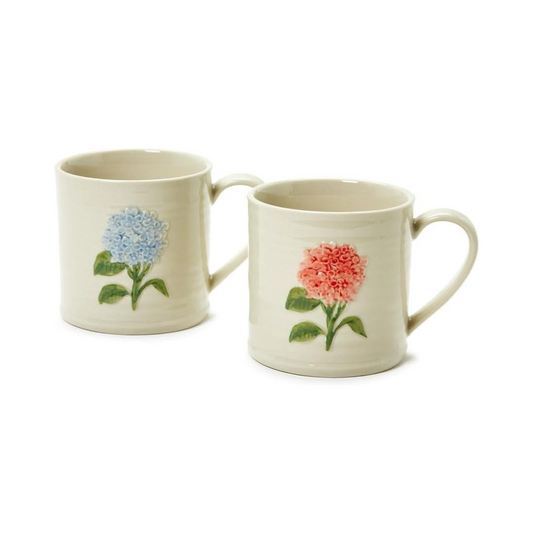 Hydrangea Mug with Embossed Hand-Painted Flower
