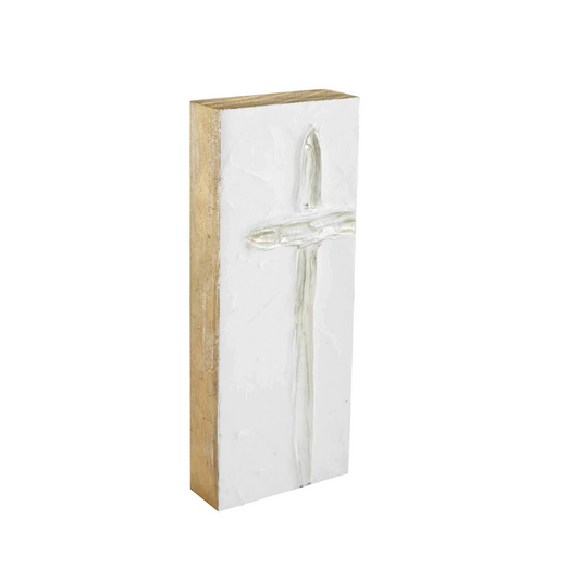 Tall Silver Cross Plaque