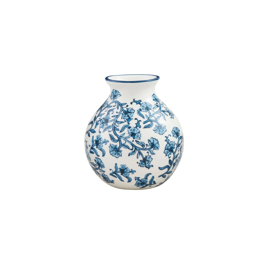 Cornflower Block Print Flower Vase