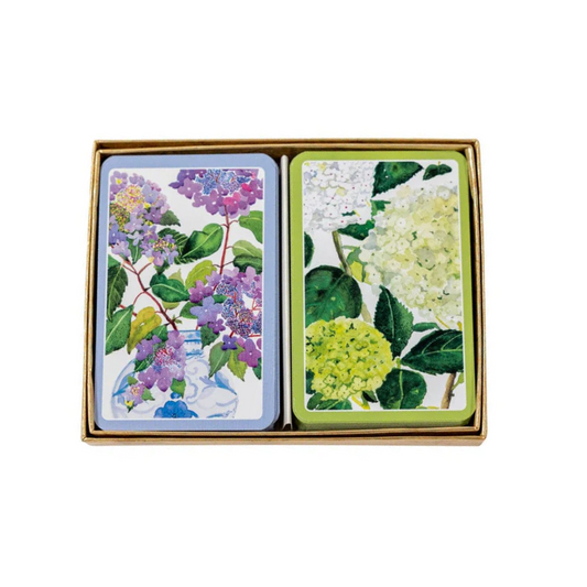 Caspari Hydrangeas and Porcelain Playing Cards - 2 Decks Included