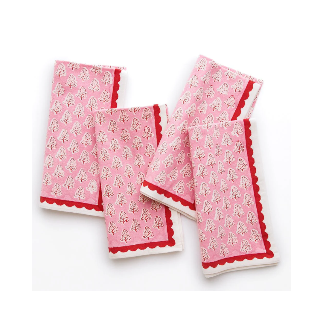 Pomegranate Pom Buti Pink Napkin | Set of 4